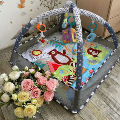 Tapis d'Éveil - BabyGymPlayMat™ - Gris - Mobilier Pour Bébé